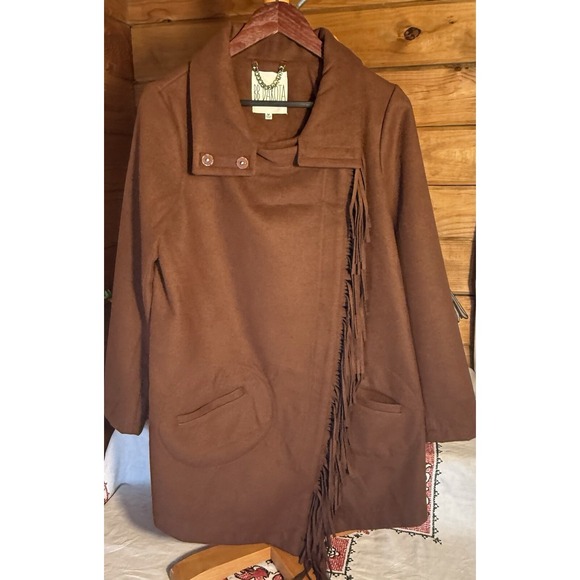 BB Dakota Fringe Jacket Woman's SZ M Brown‎ Western Faux Suede Rodeo - Picture 2 of 14